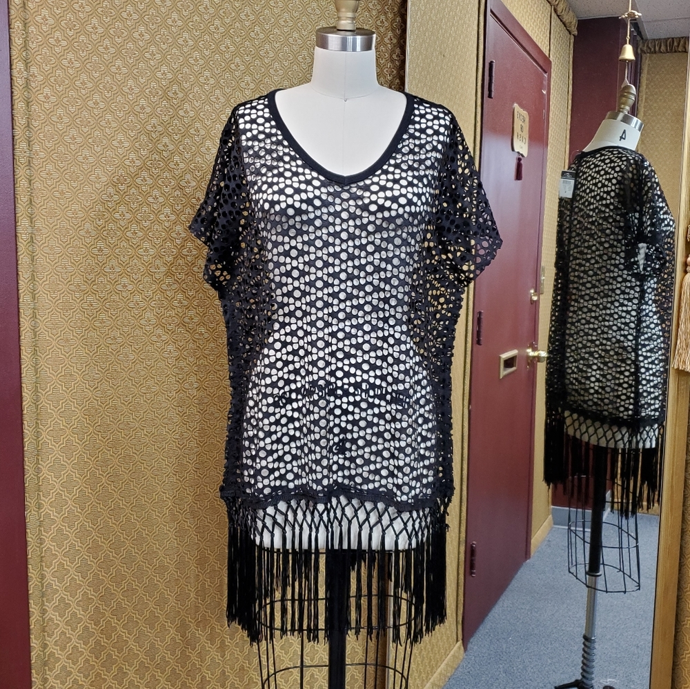 NWT Fringe Black Beach Coverup